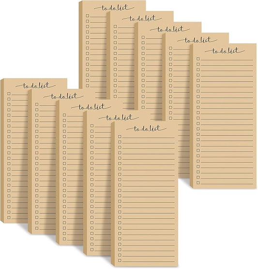 Censen 10 Pack 500 Sheets To Do List Notes Daily Checklist Notepads with 50 Sheets Each Undated Color Memo Pad Block Shopping List Pad Weekly Plan Notepad Organizer Planners(Wood Color,Lined)