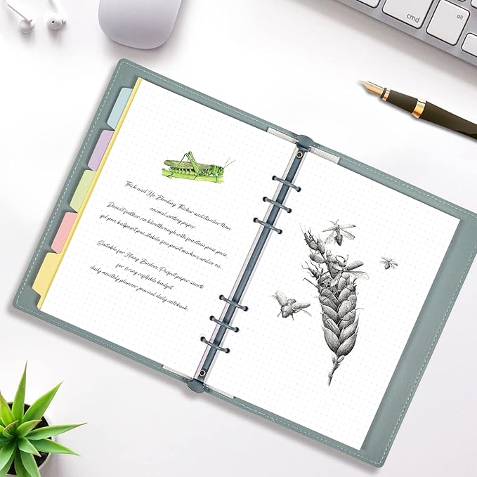 A5 Refill Paper, Dotted Paper Planner Inserts for A5 Binder Budget Planner Journals Notebook, 6 Ring Loose Leaf Dotted Paper with Binder Dividers, 240 Pages (A5, Dotted Paper)