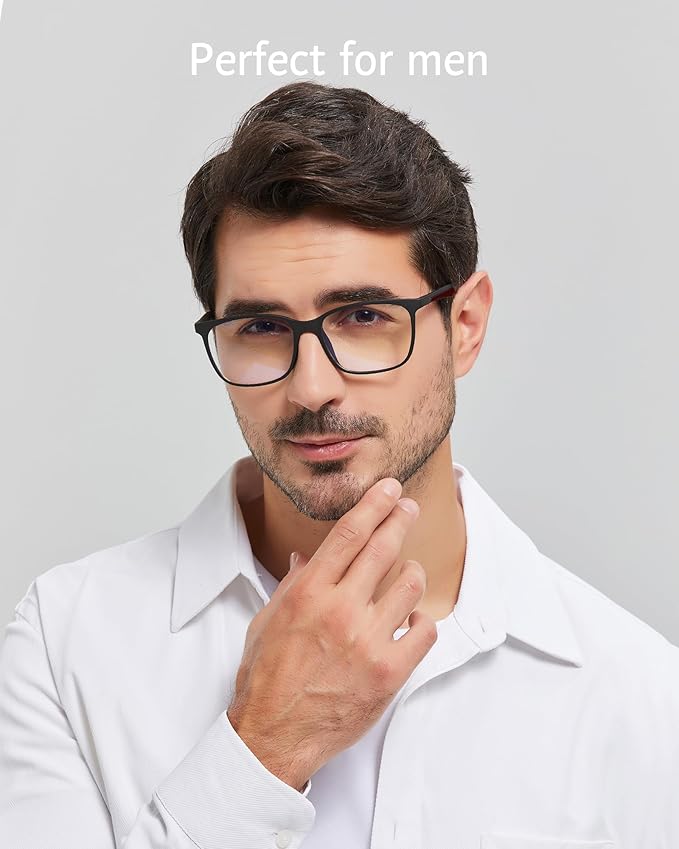 ANRRI Blue Light Blocking Glasses, Anti Eyestrain Lens Lightweight Frame Eyeglasses, Black Fream Red Temple, Men/Women…