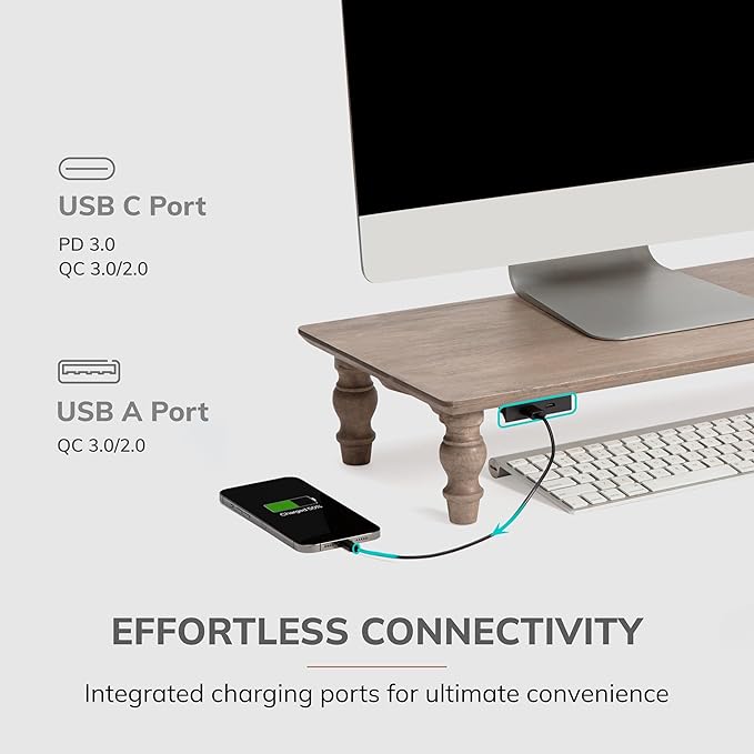 Anji Mountain Monitor Stand - Desktop Organizer & Laptop Riser, Ergonomic Monitor Riser, Space-Saving Monitor Stand for Desk, Durable Construction, Easy Assembly, Ideal for Home & Office,Biscotti