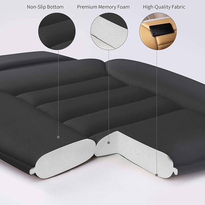 Premium Car Seat Cushion, Driver Cushion with Comfort Memory Foam & Non-Slip Rubber Bottom, Car Seat Pad Works with 95% of Vehicles and Office Chair or Home (Black)