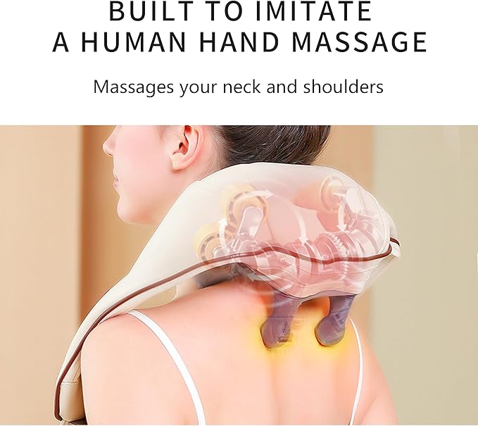 Wireless Neck and Shoulder Massager With Soothing Heat, Shiatsu Back Massager Pillow for Traps, Back Pain, Gifts for Men Women Mom Dad
