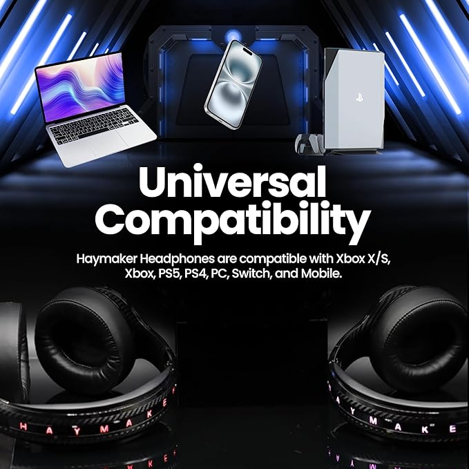 Noise Cancelling Bluetooth Gaming Headphones - Dirac 3D Surround with 30+ Hr Battery, Touch Controls and RGB - Wireless Gaming Headsets for PS5, Xbox, PC, Switch & Mobile