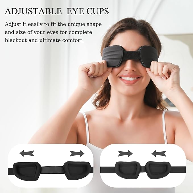 Sleep Mask for Side Sleeper Women Men, Eye Mask for Sleeping Light Blocking, Zero Eye Pressure 3D Sleeping, Black