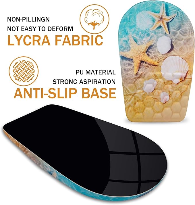 Ergonomic Mouse Pad Wrist Support,Upgrade Mousepad with Massage Design,Non-Slip PU Base Desktop Mouse Pads for Pain Relief, Computer, Office & Home,12 x 8 in（F-Starfish and Seashell ）