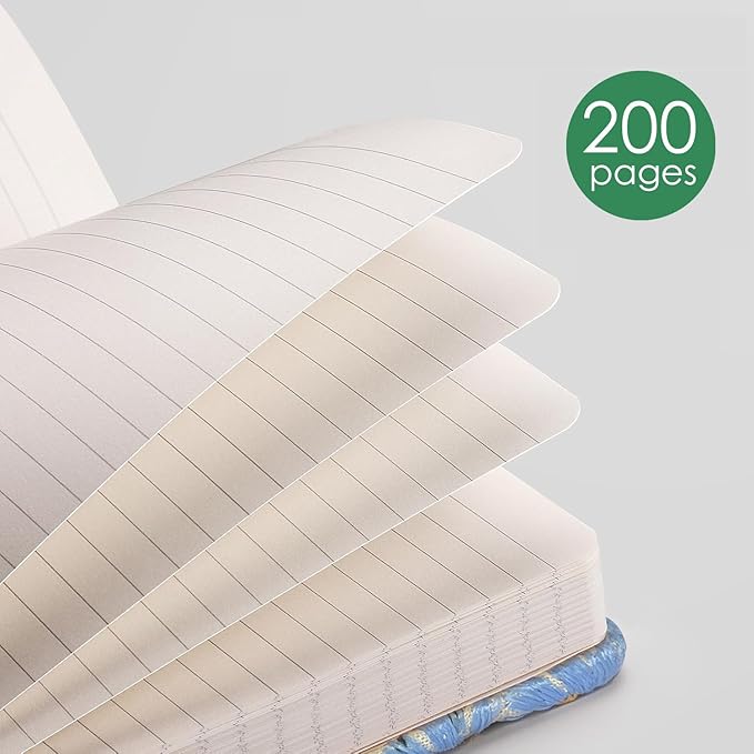 Daisy Gifts, Embroidered Journal, Floral Notebook, A5, 8"x6", Lined, Wide Ruled Paper, Hardcover, Lay Flat, Pretty Journal for Women, Personal Journal, White Daisy Flowers, with Elastic Band