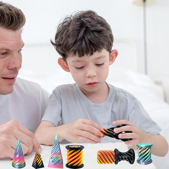 4 Packs Impossible Cone,Spiral Cone Fidget Toy,Impossible Cones passthrough Impossible Pyramid for Relaxing,Spiral Fidget Toy passthrough Impossible Cone,Birthday for Adults & Kids