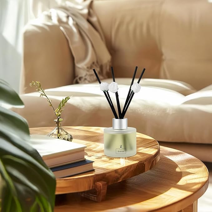 Brakula 2 Pack Reed Diffuser Set, Bamboo White Tea Scented, Home Fragrance with 14 Sticks Bathroom Decor, Reed diffusers for Home 6.76 fl oz (Bamboo White Tea)
