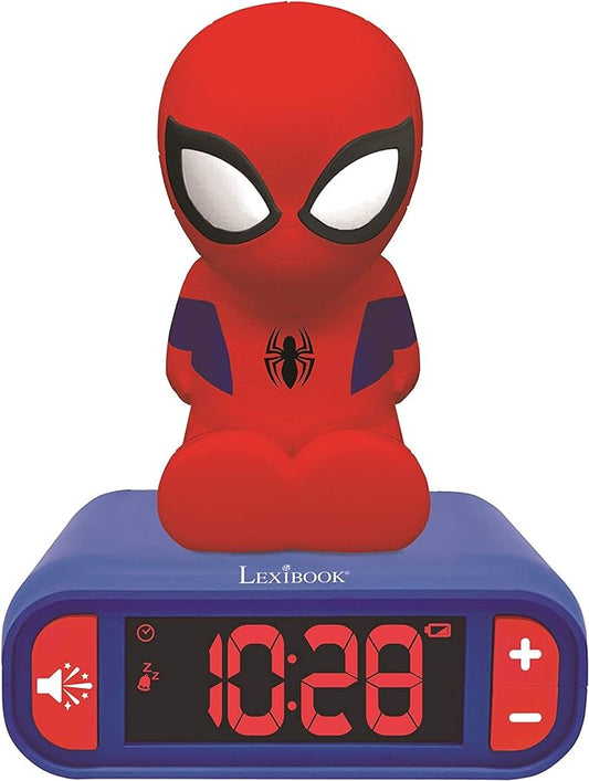 LEXiBOOK - Marvel Spider-Man Digital Alarm Clock with Night Light Snooze and Marvel Spider Man Superheroes Sound Effects - Boys Clock - Luminous Spiderman, Blue - RL800SP