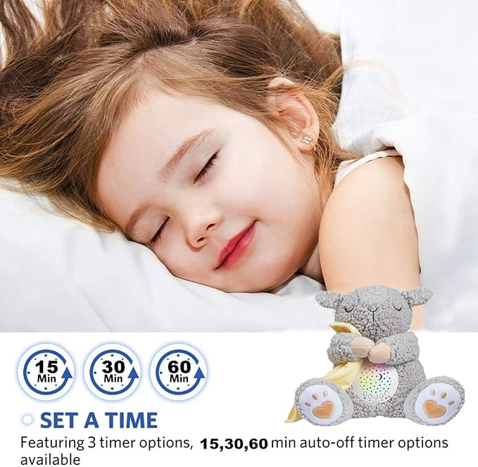 BEREST Rechargeable Baby Sleep Soother, Mom's Heartbeat Babies Cry Sensor Lullabies & White Noise Sound, Nursery Decor Night Light Projector Toddler Crib Sleeping Aid, Boys & Girls Shower Gifts