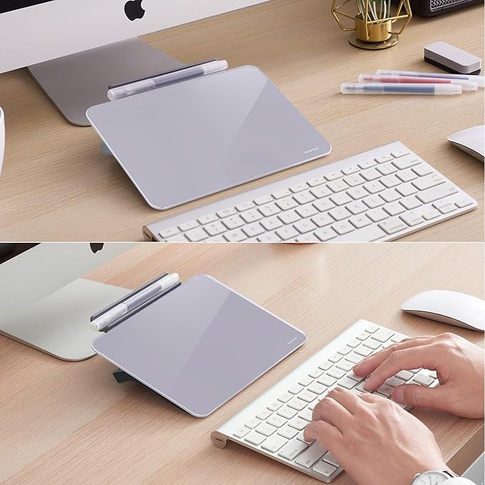 Small Desktop Glass Dry-Erase Whiteboard - 8 X 6 Inches Tabletop Easel Whiteboard with Stand, Desk Board Buddy for Artist, Teacher and Student