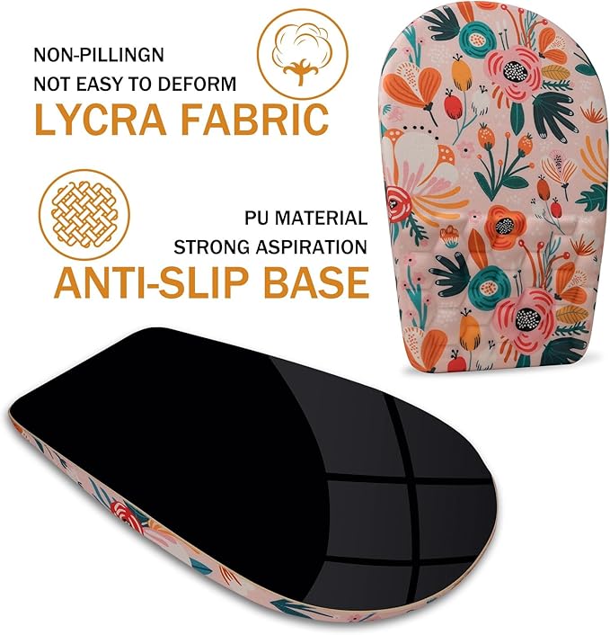 Ergonomic Mouse Pad Wrist Support,Upgrade Mousepad with Massage Design,Non-Slip PU Base Desktop Mouse Pads for Pain Relief, Computer, Office & Home,12 x 8 in（F-Pink Flower）