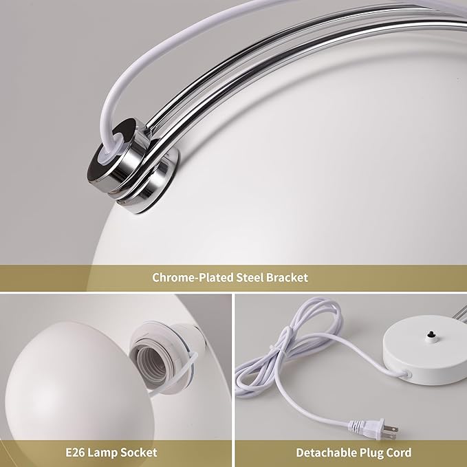 COSYLUX Modern Sleek Plug in Wall Sconce, Hardwired & Corded 2in1 Design Metal Wall Light Fixtures for Bedroom Bedside Reading, Mid-Century Flower Bud Wall Sconces with Switch, White