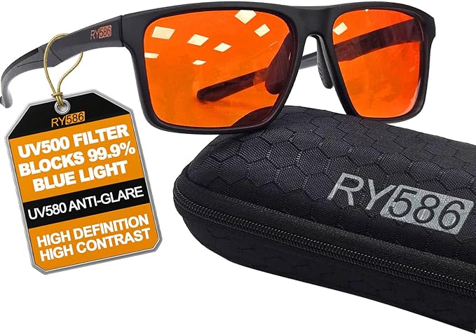 HD Premium Sleep Glasses P1AS 99.9% Blue Light Blocking Gaming Computer Screen Glasses Reduce Eyestrain & Glare High Contrast Definition UV580 nm