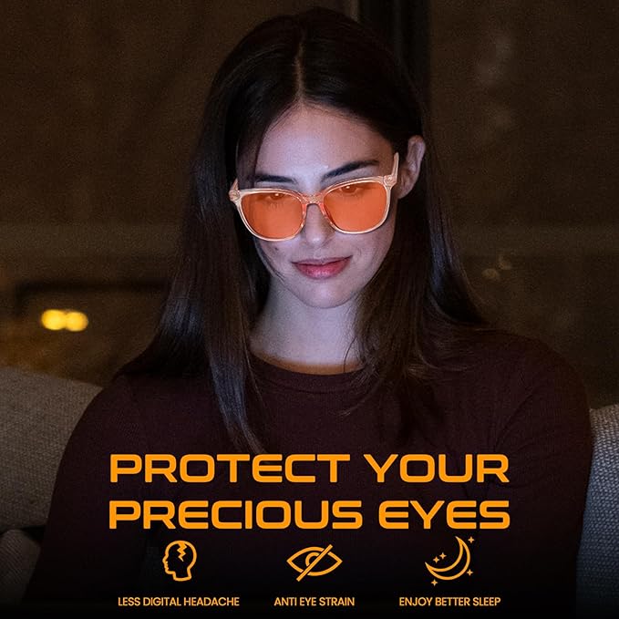 SODQW Gaming Blue Light Blocking Glasses for Men Women Reduce Eyestrain Orange Aviator Eyeglasses for Computer TV