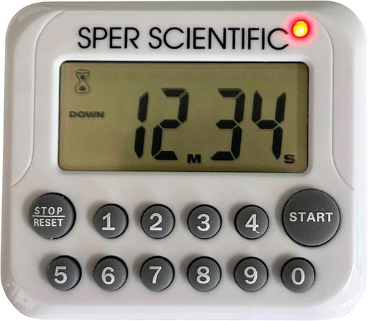 Sper Scientific Digital Count Up/Down Timer with Audible & Visual Alarm 810003 – Timer with Large Display, Loud Alarm & Up to 99 Minute Countdown - for Labs, Cooking, Workouts, Classroom & more - 4 pc