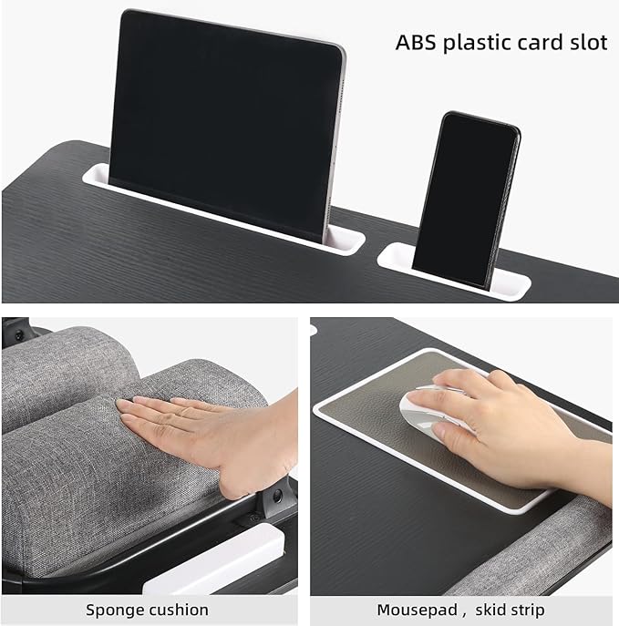 Laptop Desk,2 in 1 Lap Desk with Cushion 17 inch Laptop,Folding Table with Mouse pad Card Slot for iPad Mobile Phone Lap Desk for Bed Couch Bed Tray for Working Wooden Table for Reading
