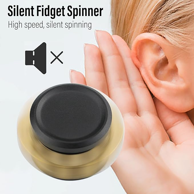 FREELOVE Gear Metal Fidget Spinner Toys for Adults, Small Mini Tiny Pockget Figette, Bike Chain, Copper Brass Hands Gyro, Quiet Silent Cool Cube for Anxiety Men (1 Gear, Black-Brass)