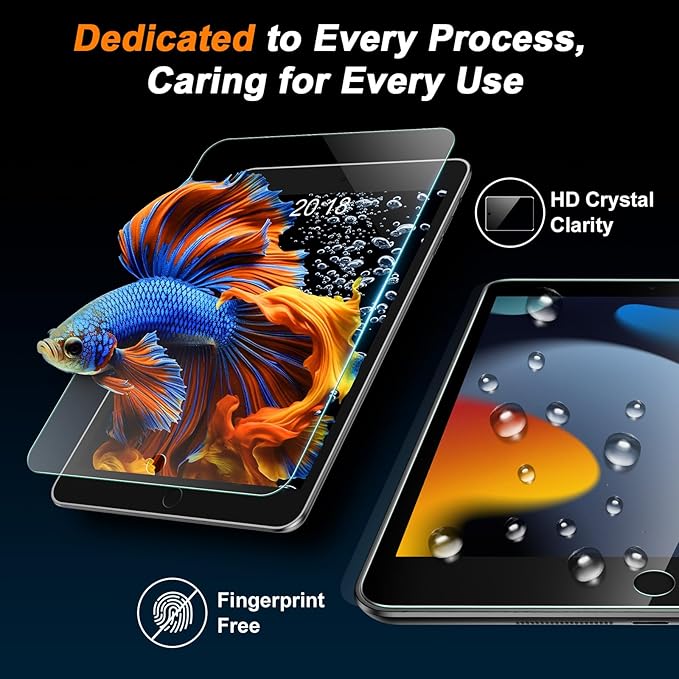 SIBEITU 2 Pack for iPad 9th/8th/7th Generation 10.2-inch Tempered Glass Screen Protector with Easy Application kit, HD Clarity Military Grade Shatterproof Compatible Apple Pencil, Scratch Resistant