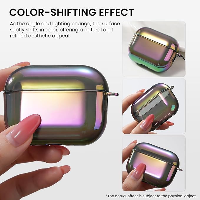 ORNARTO for AirPods Pro 2 Case 2023/2022–Stylish Gradient Clear TPU, LED Visible, Shockproof Protective Case Cover for AirPods Pro 2nd Generation with Lanyard-Iridescent Purple