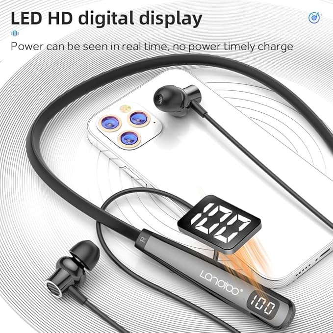 Wireless Waterproof Sports Earphones with 100 Hours of Playback time, Bluetooth Earphones with Microphone, in Ear Noise Reduction, Used for Gym Running and Exercise (Y10)