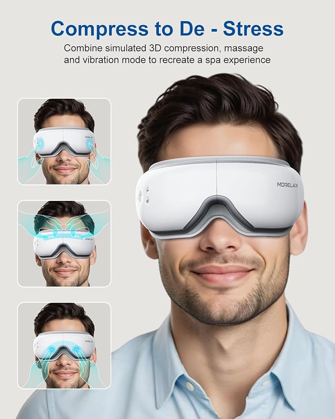 Eye Massager with Heat & Bluetooth Music, Birthday Gifts for Women, Reduce Eye Strain, Headache Relief and Improve Sleep, Eye Care Device for Migraine