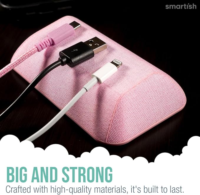 Smartish® Magnetic Cord Holder - Bigger Cable Wrangler Organizer with Magnet Clips for Charger Management on Desktop, Nightstand, or Side Table - Holds 6+ Cables - I'm Blushing