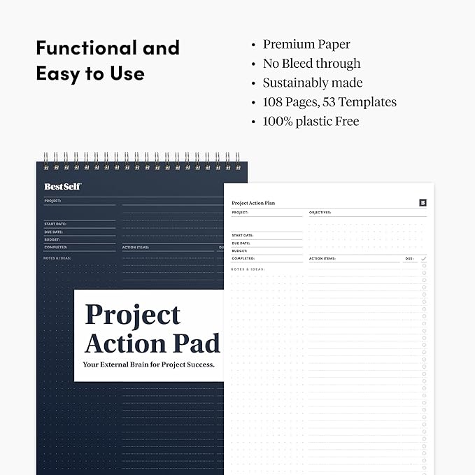 BestSelf Project Action Pad - Daily Task Planner, To-Do List & Action Pad for Boosting Productivity and Effective Project Management
