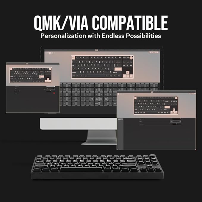 EPOMAKER P87 TKL Aluminum Wireless Gaming Keyboard, QMK/VIA Programmable, 87% Bluetooth/2.4Ghz/USB-C, with CNC Metal Knob and RGB Backlight (Black, Zebra Switch)