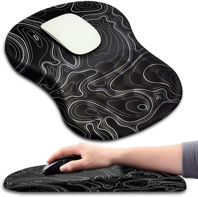 Ergonomic Mouse Pad with Massage Dot, Comfortable Computer Mouse Pad for Laptop, Wrist Rest Pain Relief, Non-Slip PU Base, Black, 12 x 8 in