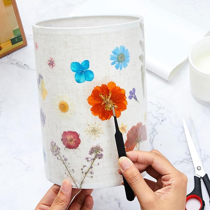 Hortsun Pressed Floral Lamp Bedside Vintage Flower Desk Lamp for Bedroom Living Room, Dorm, Home, Office Decor(1 Pcs,DIY Style)