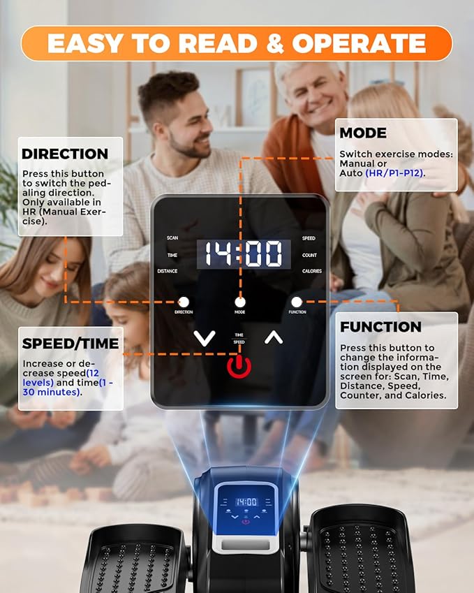 Under Desk Elliptical Machine, Ellipse Leg Exerciser as Seen on TV, LCD Display & 12 Adjustable Speed Ellipse Fit, Portable & Quiet Foot Pedal Exercise Machine, Mini Eclipse Leg Exerciser for Seniors