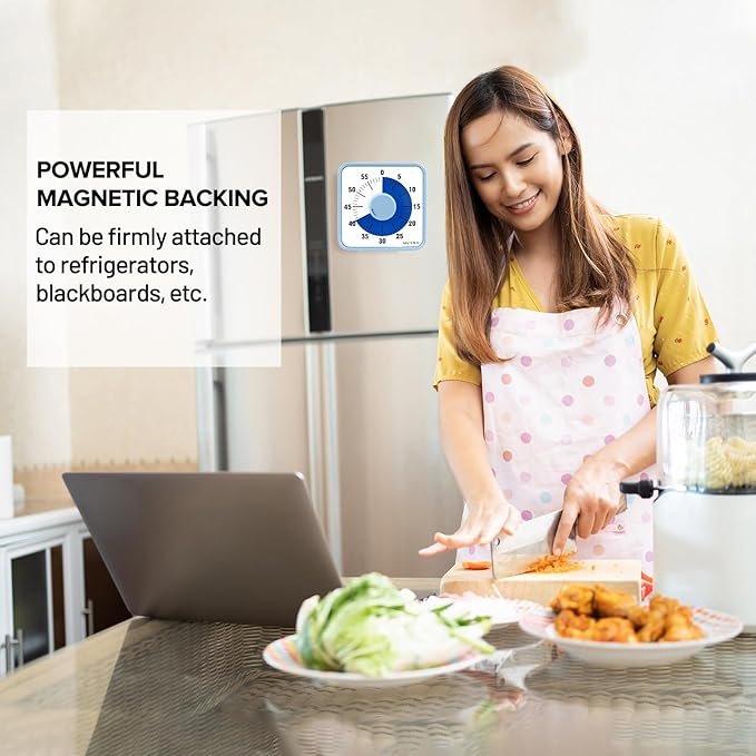 Secura 7.5 Inch Visual Timer, 60 Minute Visual Oversize Countdown Timer for Kids and Adults, Durable Mechanical Time Management Tool (Navy Blue)