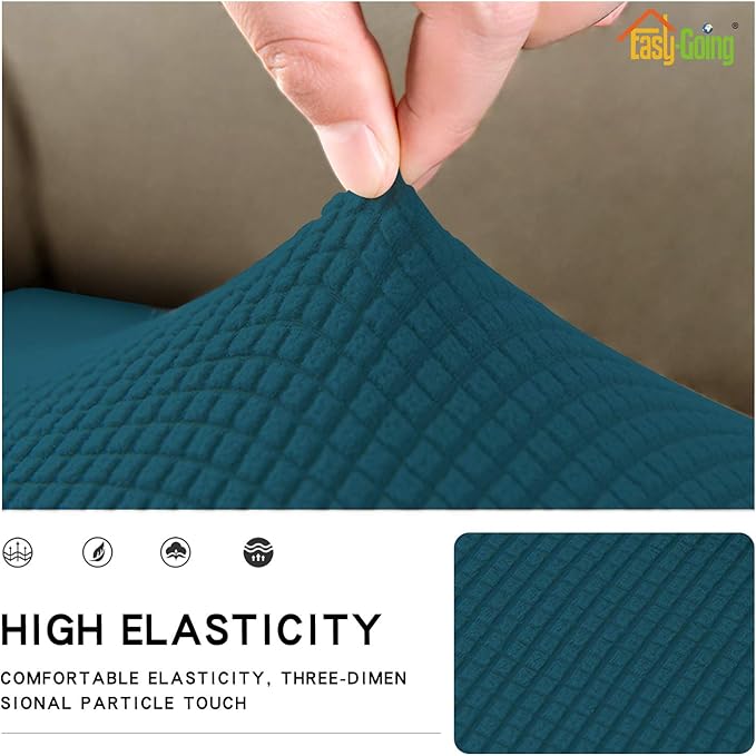 Easy-Going Stretch Loveseat Cushion Cover Sofa Cushion Furniture Protector Sofa Seat Sofa Slipcover Sofa Cover Soft Flexibility with Elastic Bottom(Loveseat Cushion, Peacock Blue)
