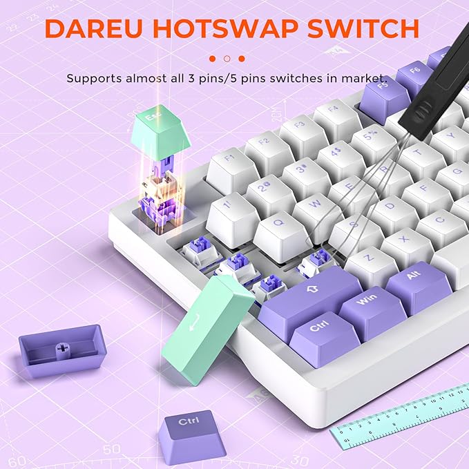 DAREU EK75PRO Wireless Gaming Keyboard,75% RGB Hot-Swappable Creamy Mechanical Keyboard with Knob, 2.4Ghz/BT5.1/USB-C Connectivity, 81 Keys Gasket Mount, PBT Keycaps&Linear Switch for Win/MAC