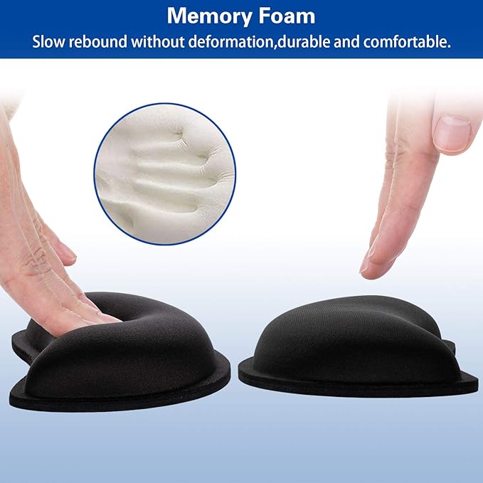 Mouse Wrist Rest, Canjoy 2 Pack Memory Foam Soft Fabric Mouse Wrist Rest Pad Support Cushion with Anti-Skid Rubber Base,Ergonomic Pain Relief Mouse Hand Rest (Black)