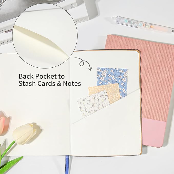 Lined Journal Notebook for Work College Ruled Note Book 5.79"x8.27" A5 PU Leather Daily Journaling 216 Pages for Women Men Writing Home School Supplies Business (A5 Lined 216pages, 05-Pink)