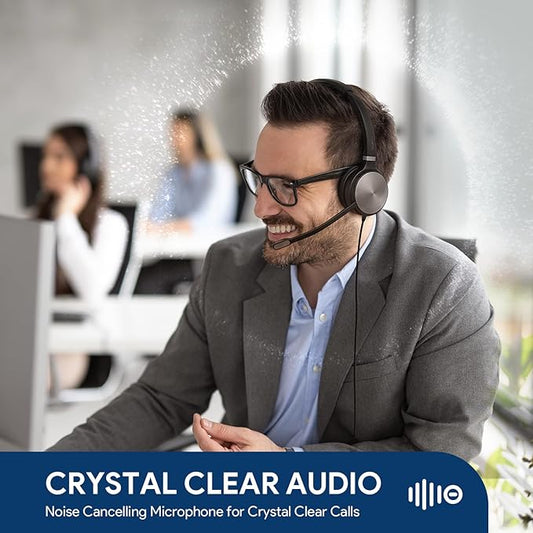 Yealink UH36 Professional USB Headset, Wired Headphones for Computer PC Laptop Work Headset with Noise Canceling Mic for Call and Music（for Teams Certified, Stereo,3.5mm Jack/USB Connection）