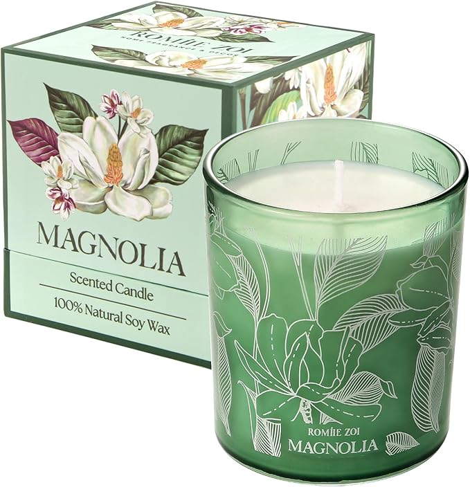 Scented Candle - Magnolia - 6oz Aromatherapy Soy Wax Jar Candle for Home, Gifts for Women - 170g