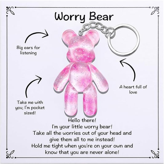 Pocket Bear Hug Anxiety Relief Gifts for Friend Mental Health Positivity Gift Autism Fidget Gift Stress Relief Gifts for Her Comforting Present for Son Daughter Back to School Light Pink