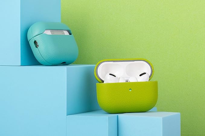 Lopie AirPods Pro 2 Leather Case, Handmade, Real Leather, Wireless Charging Compatible, 360-Degree Protection, Pink