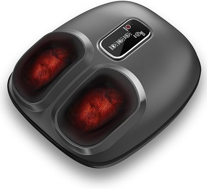 Shiatsu Foot Massager with Heat, Air Compression Kneading Foot Massager Machine for Plantar Comfort Soothe - Washable Cover, Gift for Women Men for Home Office Use
