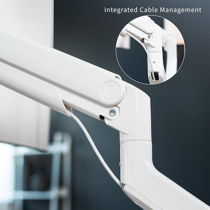 VIVO Heavy Duty Dual Ultra-Wide Monitor Tension Arm for up to 45 inch Screens, Holds 44 lbs per Arm, Premium Desk Mount Monitor Stand for 2 Ultrawides, White, STAND-V200DW