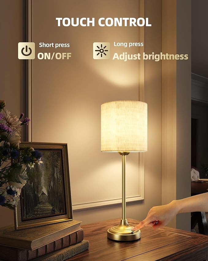 Cordless Table Lamp, 8000mAh Battery Operated Lamp with Stepless Dimming, 2700K LED Rechargeable Desk Lamp, Portable Touch Control Wireless Lamp for Kitchen, Dining Room, Bedroom, Living Room, Dorm