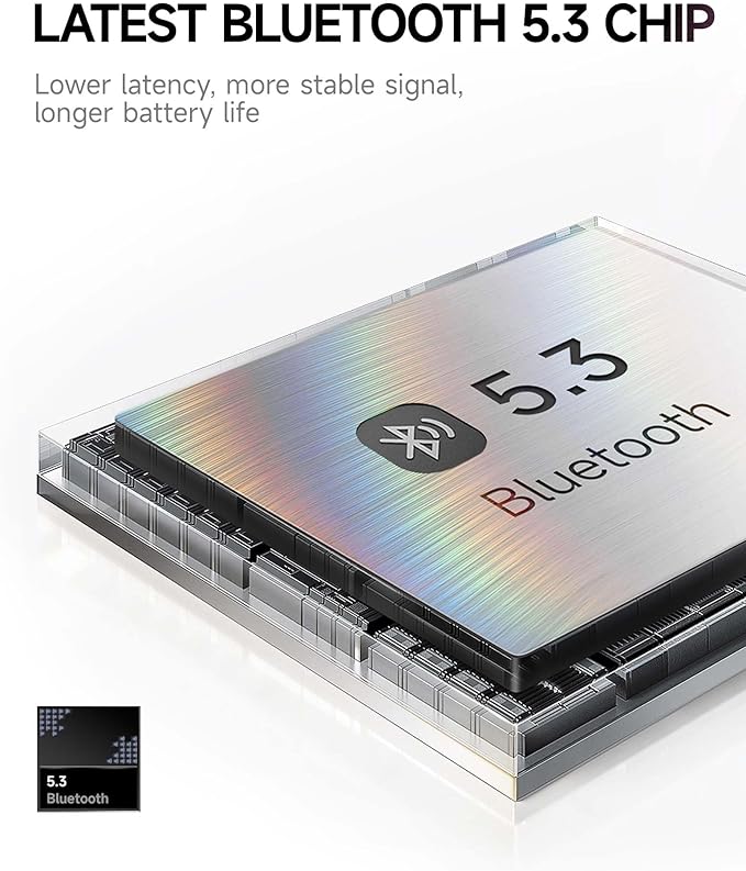 Picun B8 Bluetooth Headphones, 120H Playtime Headphone Wireless Bluetooth with 3 EQ Modes, Low Latency, Hands-Free Calls, Over Ear Headphones for Travel Home Office Cellphone PC Black