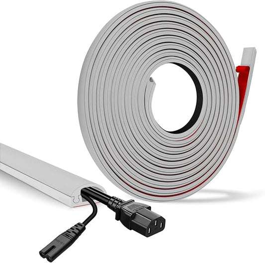 Floor Cable Cover, Low Profile Cable Hider for Wires, Self Adhesive Cord Hider for Wall, Cord Covers Wall Mounted Tv, for Offices, Gym, Exhibitions (Gray, 20 Feet)