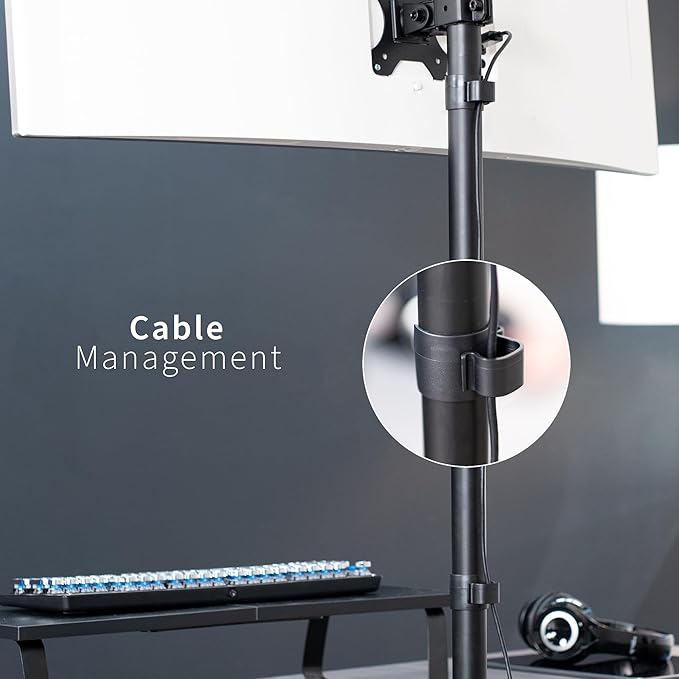 VIVO Extra Tall Single LCD Computer Monitor Free-Standing Adjustable Desk Stand for 1 Screen up to 27 inch, STAND-V011H