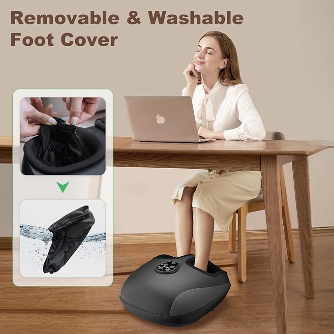 Foot Massager with Heat,Compression,Vibration, Shiatsu Feet Massager for Plantar Fasciitis,Neuropathy, Heated Foot Massage Warmer, Size 13, Gifts, Remote Control