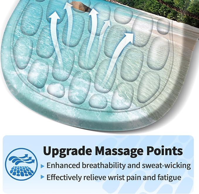 Ergonomic Mouse Pad with Wrist Rest Support, Mousepad with Comfortable Memory Foam Wrist Rest and Non-Slip PU Base for Pain Relief, Computer, Laptop, Office, Home (Beach)