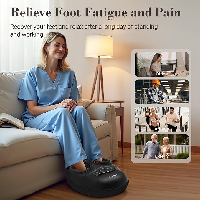 Foot Massager for Plantar Fasciitis,Neuropathy - 2025 Upgraded FSA Eligible Kneading Feet Massager with Heat,Shiatsu Foot Massager with Compression,Gifts for Women Men